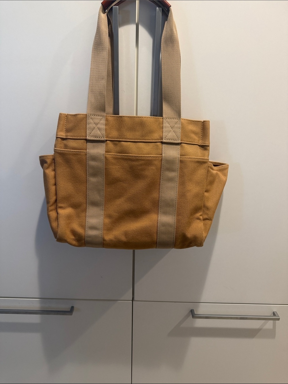 Dooney & Bourke Canvas Tote Bag in Tan with Beige Straps - Picture 2 of 7